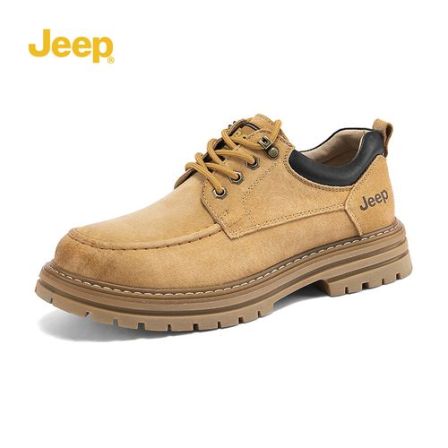 Jeep吉普男鞋新款低帮工装靴户外百搭耐磨增高男士英伦潮流马丁靴