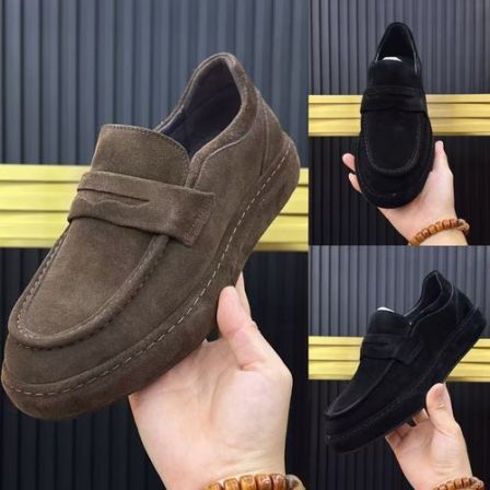 628-17【杨会长名品】男士欧货磨砂皮翻毛皮手工上线休闲皮鞋•卡
