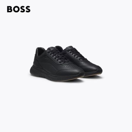 BOSS博斯男士25年冬季新款粒面和纯色休闲皮革运动鞋50552902