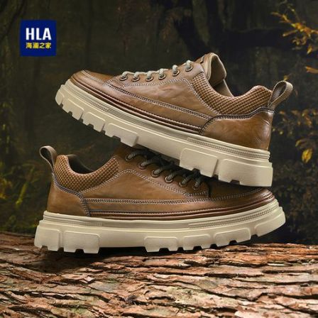 HLA/海澜之家正品男鞋秋季新款工装鞋厚底增高时尚百搭户外休闲鞋