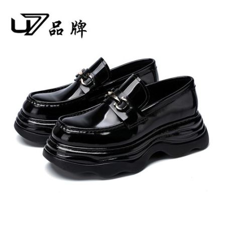 U7品牌男鞋 开边珠牛皮  高端时尚厚底百搭高级感商务休闲皮鞋男