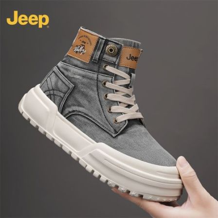 Jeep吉普厚底高帮鞋男2025年秋季新款透气百搭中帮板鞋内增高鞋子