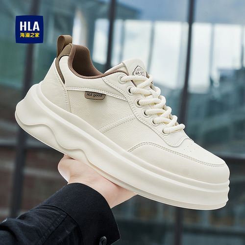 HLA/海澜之家男鞋秋季新款男款时尚百搭潮流厚底增高黑色休闲板鞋主图
