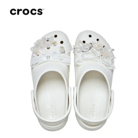 CROCS/卡骆驰【经典珍珠蕾丝云朵-鞋花套装】洞洞鞋时尚休闲|211540