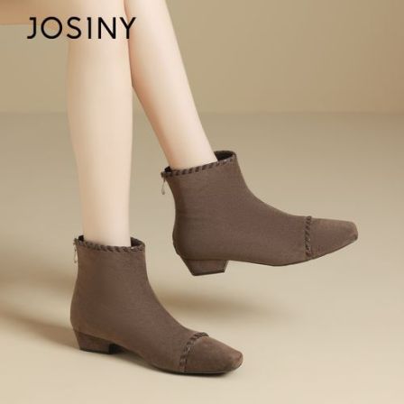 JOSINY/卓诗尼时装靴短靴秋冬瘦瘦靴马丁靴中跟单靴女鞋复古高跟