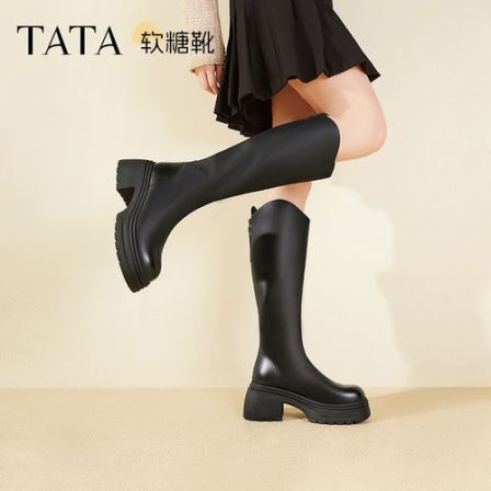 TATA他她软糖靴厚底弹力靴长筒靴女靴子骑士靴CGG01DG4