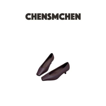 CHENSMCHEN 复古方头压纹质感优雅浅口单鞋 