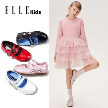 ELLE KIDS童鞋珠光鞋圆舞芭蕾鞋时尚百搭软底鞋子小女孩子皮鞋