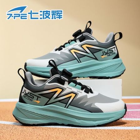 七波辉男童2025秋季新款皮面防水百搭青少年防滑耐磨舒适运动跑鞋