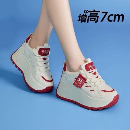 7CM小白老爹鞋女秋季新款软底运动休闲厚底显脚小个子内增高女鞋.