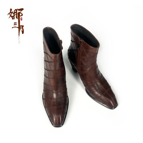 【牛皮】暮秋刺绣新款简约文艺头层牛皮短靴899-1主图