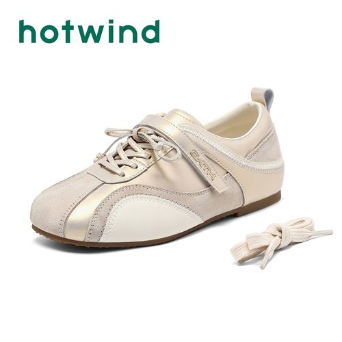 Hotwind/热风琥珀流光德训鞋女款2025秋季魔术贴系带时尚休闲鞋主图