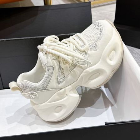 8625厚底水钻老爹鞋女春季新款百搭休闲运动鞋真皮增高超火小白鞋