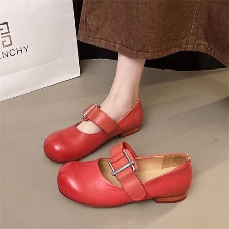 鞋匠哥手工真皮单鞋头层牛皮乐福鞋女2025夏季新款低跟真皮小单鞋