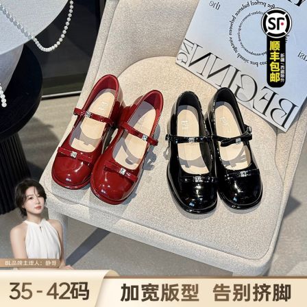 BL静哥加宽大码女鞋高跟鞋粗跟单鞋子玛丽珍加肥胖脚气质女A51195