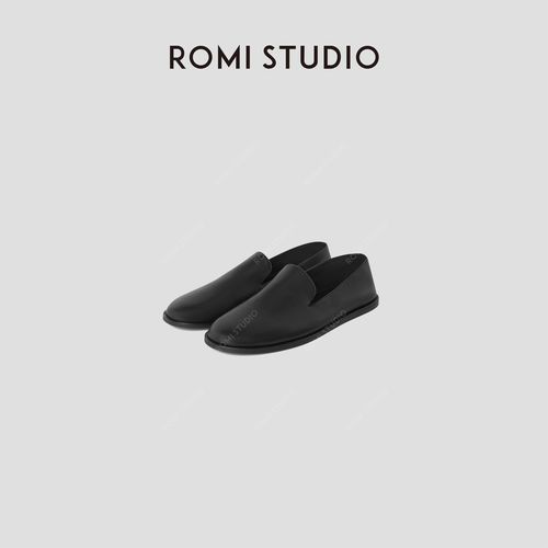 ROMI STUDIO“复古英伦”100%牛皮简约一脚蹬平底乐福鞋 RWCRP34096主图