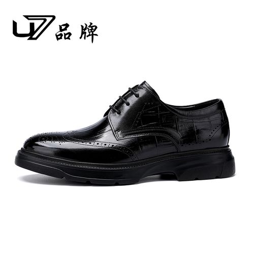 U7品牌男鞋 头层牛皮 时尚百搭高级感男士系带透气商务休闲皮鞋主图