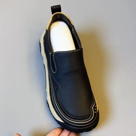 早春广州时尚牛巴皮休闲新款一脚蹬男士亚光牛皮乐福休闲鞋