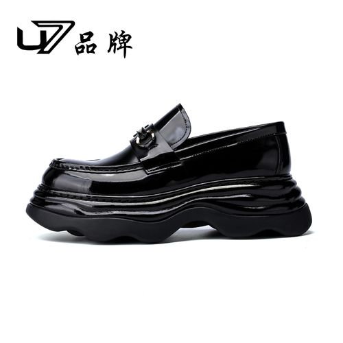 U7品牌男鞋 开边珠牛皮  高端时尚厚底百搭高级感商务休闲皮鞋男主图