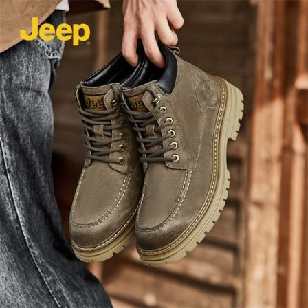 JEEP/吉普男鞋新款大黄靴马丁靴户外秋冬休闲高帮保暖复古潮靴男