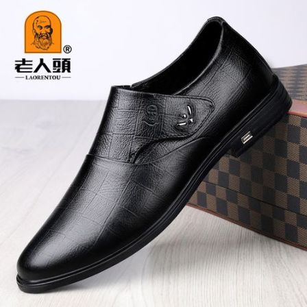 老人头男鞋2025秋季男士商务休闲皮鞋真皮一脚蹬百搭透气小皮鞋