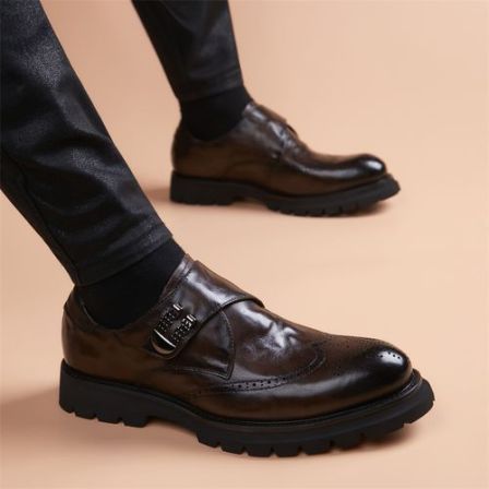 皮鞋男士2025新款透气商务尖头增高正装套脚男鞋休闲英伦百搭皮鞋