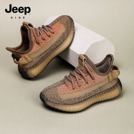 Jeep潮牌男童透气椰子鞋2025爆款5-16岁防滑运动鞋飞织网面透气鞋