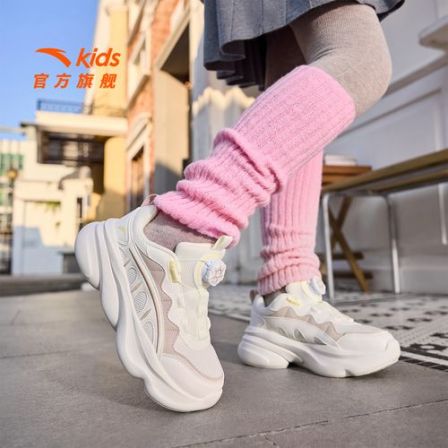 安踏儿童女大童休闲鞋2025新款上新舒适防滑耐磨青少年旋钮运动鞋