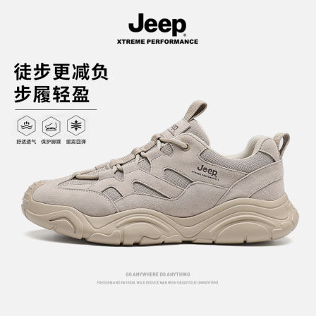 JEEP吉普男鞋秋季新款户外防滑休闲鞋厚底老爹鞋徒步男士运动鞋子