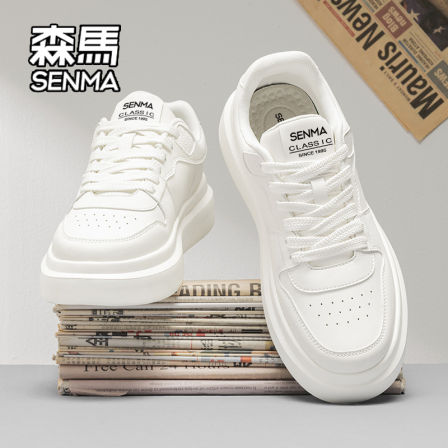 SENMA/森马小白鞋男款夏季透气白带高级感休闲板鞋厚底增高运动鞋