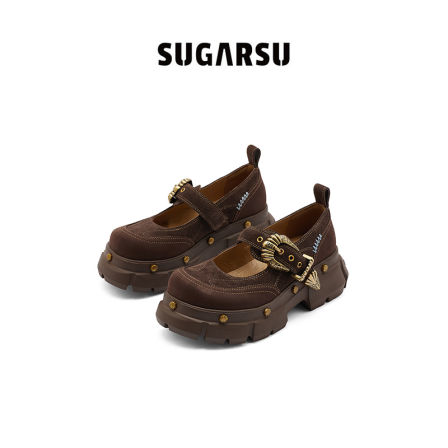 SugarSu酥履 25年秋季新款复古时装搭扣休闲厚底增高玛丽珍鞋女
