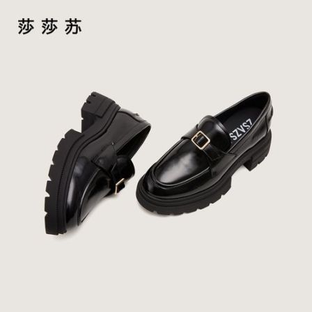【唐顿乐福】莎莎苏2025年秋季新款复古黑色厚底乐福鞋女ZA65509-41