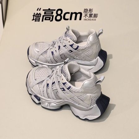 2025年新款做旧老爹鞋休闲厚底增高鞋透气时尚休闲鞋ins风增高8CM