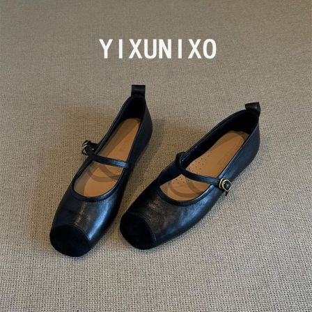 羊皮版~超软复古森系软底平底单鞋女软皮一字带玛丽珍鞋芭蕾舞鞋