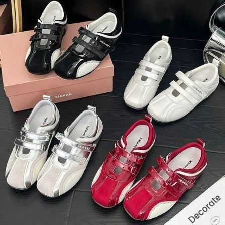 德训鞋女红色2025新款浅口休闲魔术贴运动舒适透气慢跑阿甘鞋单鞋