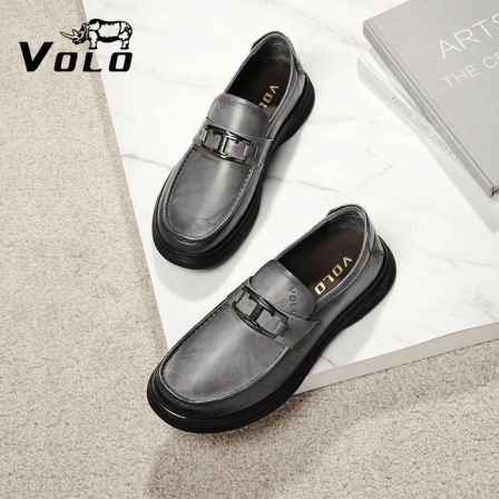 VOLO/犀牛男鞋豆豆鞋真皮透气一脚蹬男皮鞋皮鞋男款男士真皮