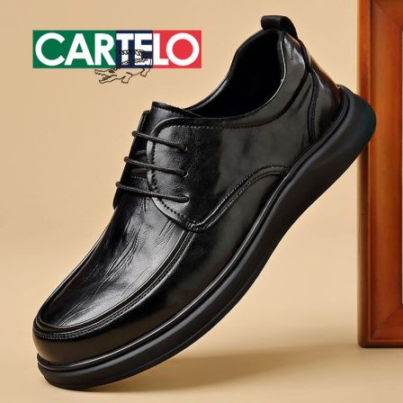 CARTELO/卡帝乐鳄鱼秋季上新商务风系带男士平跟素面休闲皮鞋