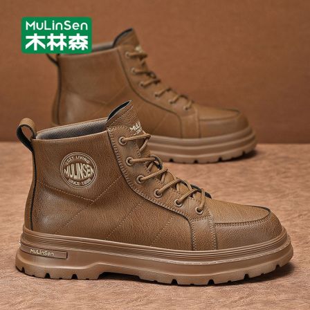木林森马丁靴男2025新款秋季时尚百搭休闲皮鞋英伦厚底防滑工装靴