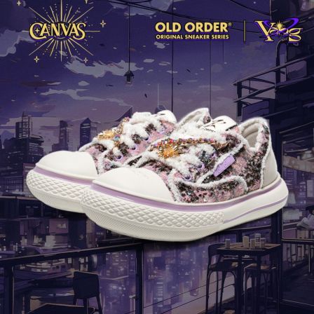 -Canvas莫奈花园MonetPurple梦幻紫色增高鞋大头鞋