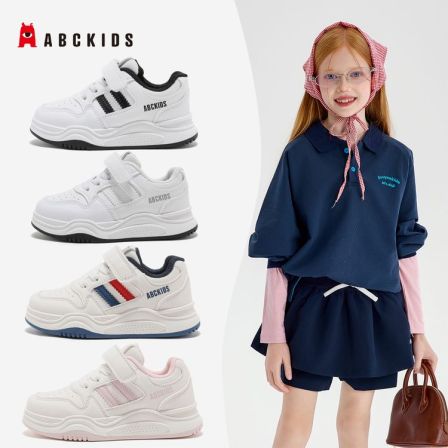Abckids开学季小白鞋2025新款儿童童鞋魔术贴男女童鞋子软底板鞋