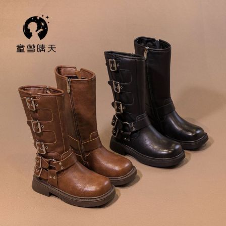儿童马丁靴夏季女童靴子2025新款春秋草原长筒靴中大童西部牛仔靴