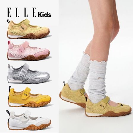 ELLE KIDS童鞋方口玛丽珍轻便学生魔术贴防滑大童运动芭蕾舞鞋