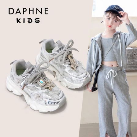 达芙妮Daphne儿童2025年春季运动鞋百搭复古中大童跑步鞋老爹鞋