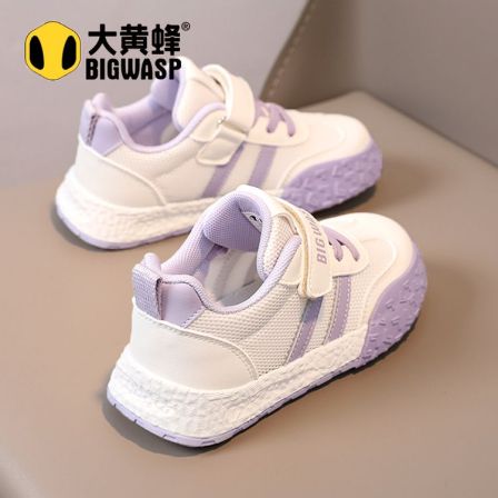 大黄蜂女童鞋2025新款秋季儿童运动阿甘鞋女孩网面透气小白鞋大童