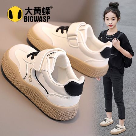 大黄蜂女童鞋子2025秋季新款儿童德训运动鞋休闲透气小白板鞋女孩