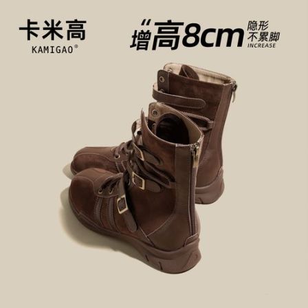 8cm内增高马丁靴2025秋季新款英伦风百搭显脚小拳击靴KM-L25066-3