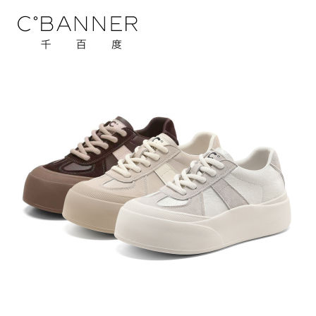 C.BANNER/千百度厚底德训鞋女2025新款时尚丑萌阿甘鞋潮流休闲鞋