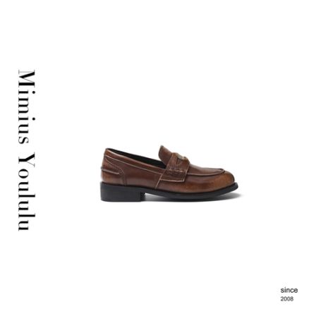 【mimius】七七 25早秋miu系复古金币擦色乐福鞋(跟高2cm) WG07304