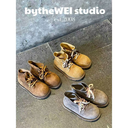 bytheWEI【独库公路】内增高版～软塌塌的豚豚头层牛皮短靴马丁靴女