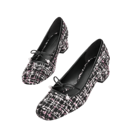 CHARLES & KEITH25冬新品时尚蝴蝶结粗跟玛丽珍鞋CK1-60361599